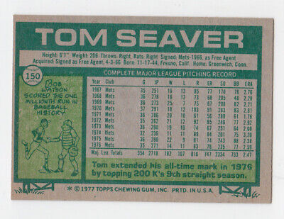 1977 Topps #150 Tom Seaver New York Mets Baseball Card EX+