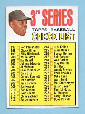 1967 Topps #191 3rd Series Checklist Willie Mays Baseball Card Ex/Mt uncheck   