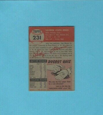 1953 Topps #231 Solly Hemus St.Louis Cardinals Baseball Card