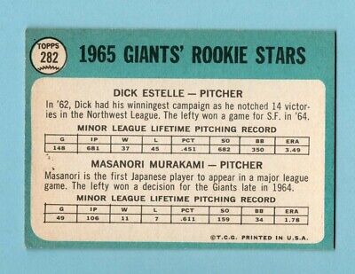 1965 Topps #282 Masanori Murakami San Fran Giants Rookie Baseball Card Ex/Mt    