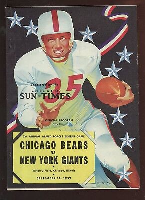 September 14 1952 NFL Program New York Giants at Chicago Bears EX+