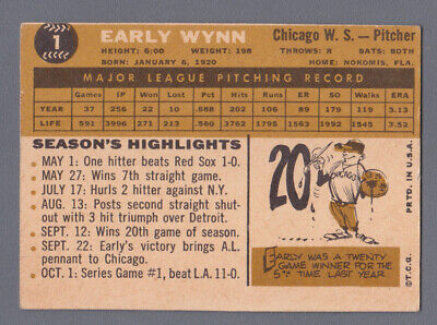 1960 Topps #1 Early Wynn Chicago White Sox Baseball Card EX   