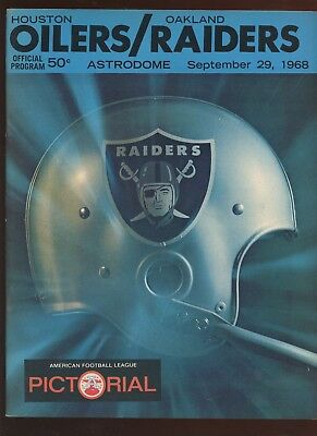 September 29 1968 AFL Program Oakland Raiders at Houston Oilers EXMT