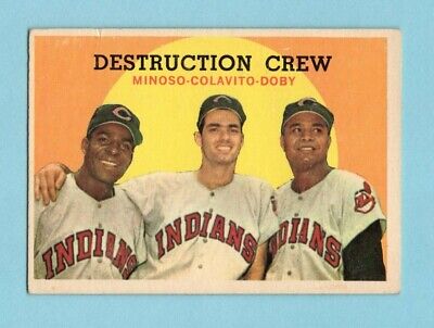 1959 Topps #166 Minoso, Colavito, Doby Cleve Indians Baseball Card EX ap ind