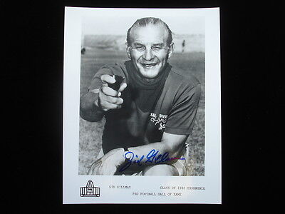 Sid Gillman Football Hall of Fame Autographed 8×10 Photograph