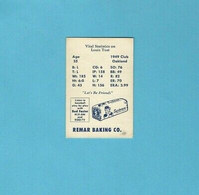 1950 Remar Bread Oakland Oaks Louis Tost Baseball Card EX