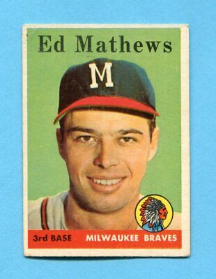 1958 Topps #440 Eddie Mathews Milwaukee Braves Baseball Card Vg/Ex cres tl