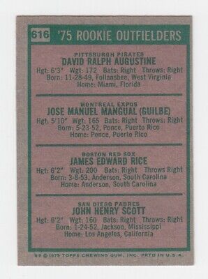 1975 Topps #616 Jim Rice & others Rookie Baseball Card EX+