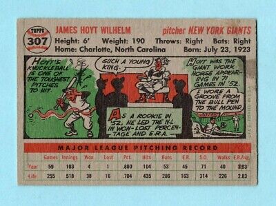 1956 Topps #307 Hoyt Wilhelm New York Giants Baseball Card EX