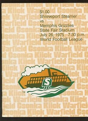 July 26 1975 WFL Program Shreveport Steamers vs Memphis Grizzlies EXMT