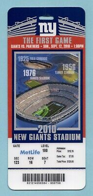 September 12, 2010 Panthers vs Giants Ticket 1st Game at Met Life Stadium  