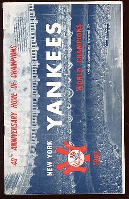 1963 MLB Program Boston Red Sox at New York Yankees