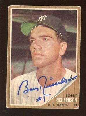 1962 Topps #65 Bobby Richardson New York Yankees Autographed Hologram