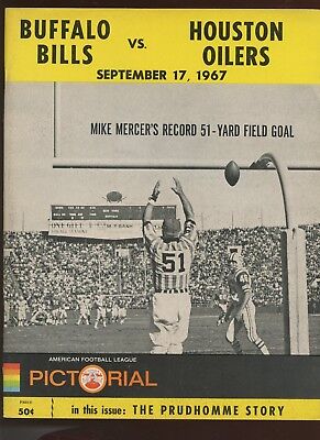 September 17 1967 AFL Program Houston Oilers at Buffalo Bills NRMT