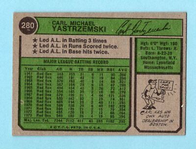 1974 Topps #280 Carl Yastrzemski Boston Red Sox Baseball Card EX 