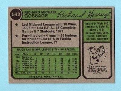 1974 Topps #542 Goose Gossage Chicago White Sox Baseball Card EX+      