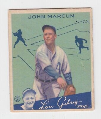 1934 Goudey #69 John Marcum Philadelphia Athletics Baseball Card Vg/Ex