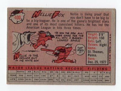 1958 Topps #400 Nellie Fox Chicago White Sox Baseball Card EX