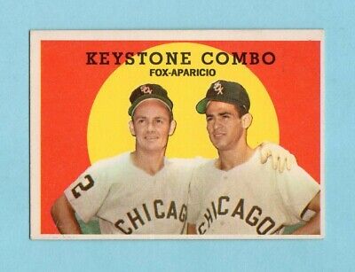 1959 Topps #408 Keystone Combo Fox Aparicio White Sox Baseball Card E+ - E/M o/c