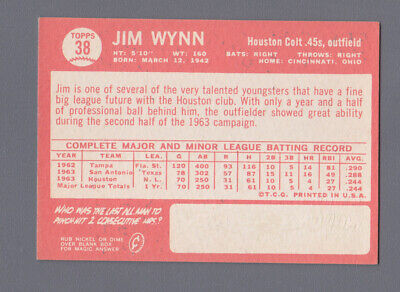 1964 Topps #38 Jim Wynn Houston Colt .45s Rookie Baseball Card Ex/Mt prt is     