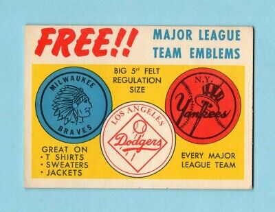 1958 Topps Felt Emblems Insert Baseball Card EX