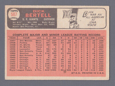 1966 Topps #587 Dick Bertell San Fran Giants High Number Baseball Card EX sc wrk