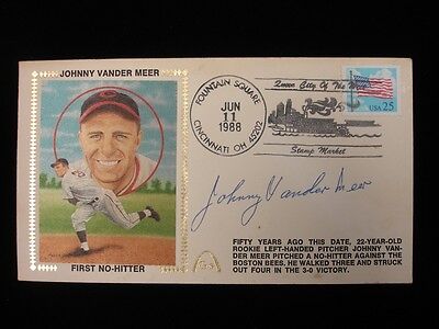 Johnny Vander Meer Reds SIGNED / Autographed 6.5" x 3.75" 1988 Envelope