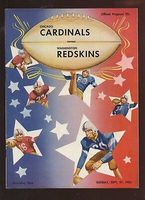 September 27 1953 NFL Program Washington Redskins at Chicago Cardinals EXMT