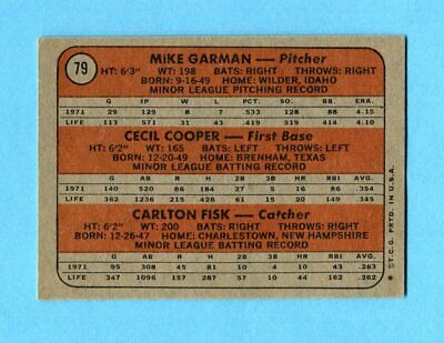 1972 Topps #79 Carlton Fisk Boston Red Sox Rookie Baseball Card EX+ 