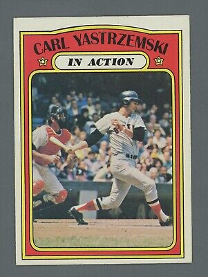 1972 Topps #38 Carl Yastrzemski In Action Boston Red Sox Baseball Card Ex/Mt 