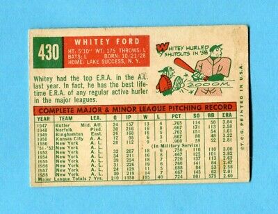 1959 Topps #430 Whitey Ford New York Yankees Baseball Card EX ap wrk