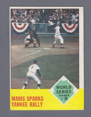 1963 Topps #144 Maris Sparks Yankee Rally Baseball Card EX              