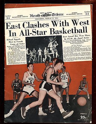 1951 NCAA Basketball All Star Game Program East vs West VGEX