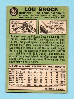 1967 Topps #285 Lou Brock St. Louis Cardinals Baseball Card Vg/Ex lgt wrk