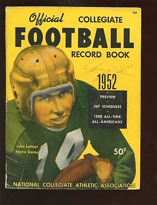 1952 NCAA Football Record Book John Lattner Notre Dame Front Cover