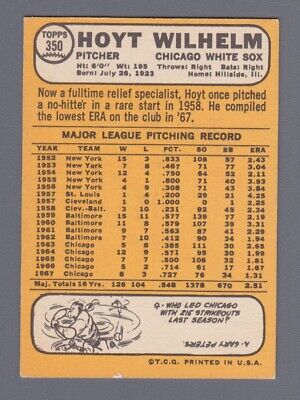 1968 Topps #350 Hoyt Wilhelm Chicago White Sox Baseball Card EX