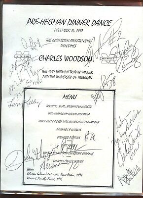 1997 Heisman Trophy Dinner Menu Autographed 10 Signatures Hologram