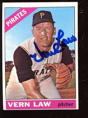 1966 Topps Baseball Card #15 Vern Law Autographed EXMT