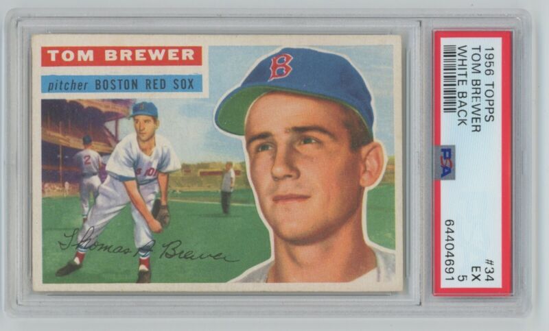 1956 Topps Tom Brewer White Back #34 PSA 5 EX