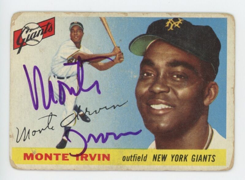 1955 Topps Monte Irvin Signed Card #100 Auto with B&E Hologram