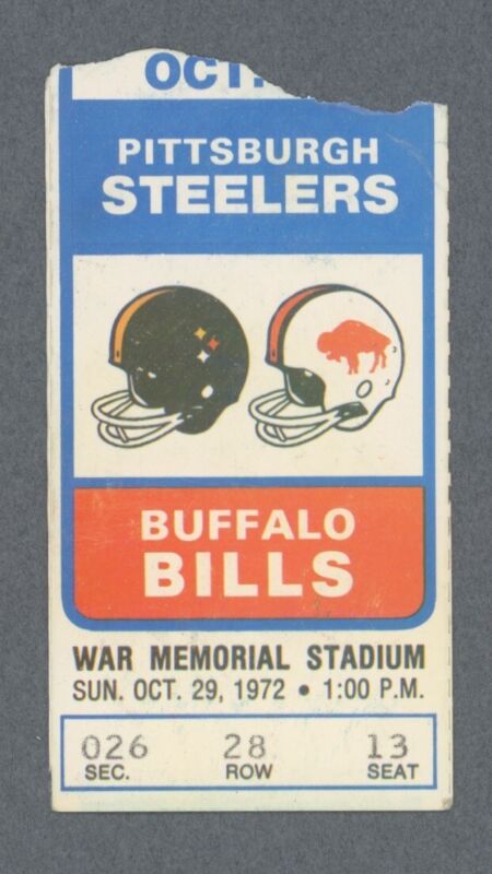 10/29/72 • Pittsburgh Steelers vs Buffalo Bills Sec 26 • NFL Ticket Stub