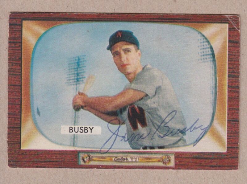 Jim Busby Signed 55 Bowman Card #166 with B&E Hologram