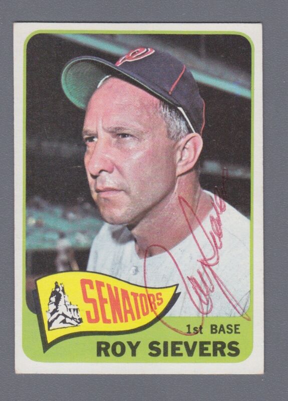 Roy Sievers 1965 Topps #574 Signed Card Auto with B&E Hologram