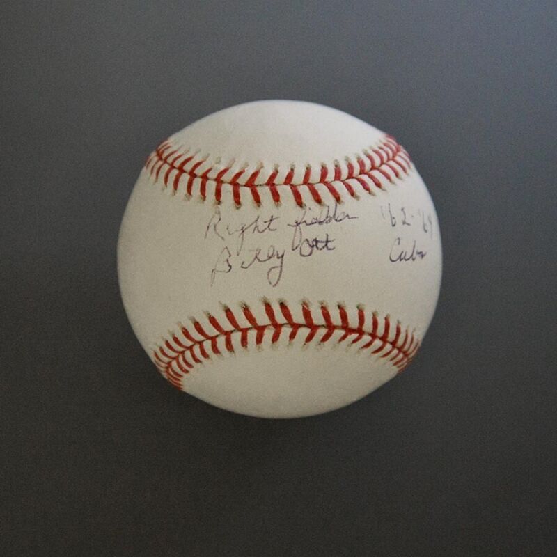 Billy Ott 62-64 Cubs Signed Inscribed MLB Selig Baseball Auto B&E Hologram