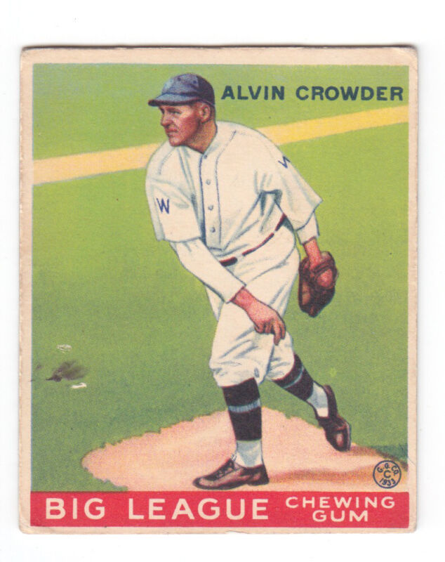 1933 Goudey Alvin Crowder  #95 VG Big League Gum