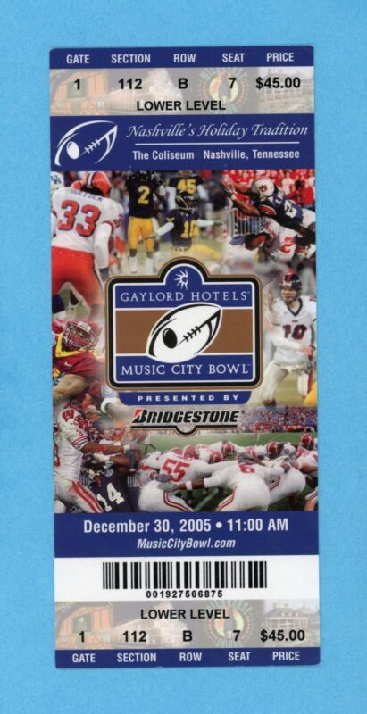 Dec 30, 2005 The Music City Bowl Game Virginia vs Minnesota Full Ticket