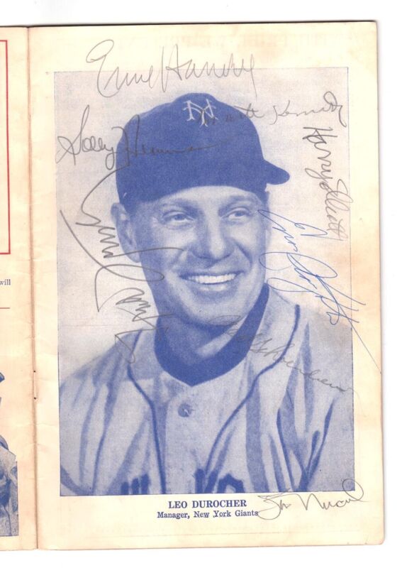 1953 NY Giants Baseball Program vs Cardinals w/ 12 Cardinals sigs Frisch Musial 