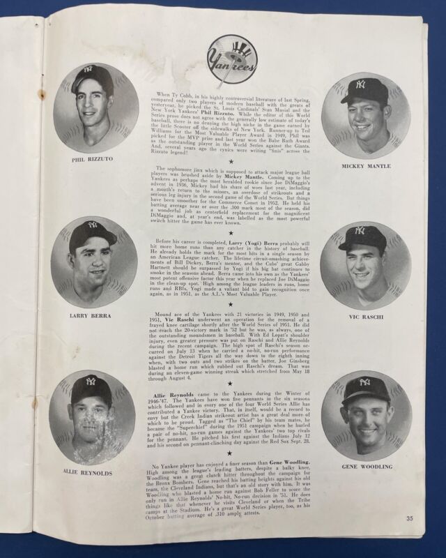 1952 World Series Program Brooklyn Dodgers at New York Yankees Unscored