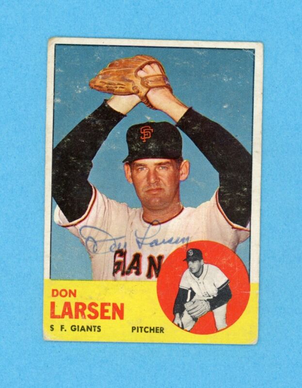 1963 Topps Don Larsen Signed Card #163 Auto with B&E Hologram • VG surface marks