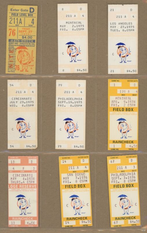 Lot of 21 New York Mets Shea Stadium Ticket Stubs 1972 thru 1976